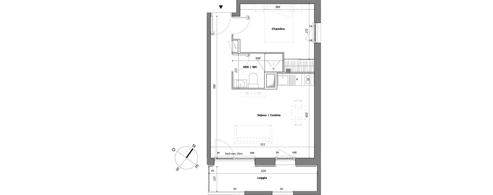 Appartement T2 de 36,67 m2 &agrave; Laval Pillerie - bootz