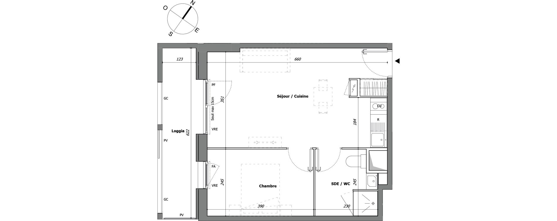 Appartement T2 de 38,36 m2 &agrave; Laval Pillerie - bootz