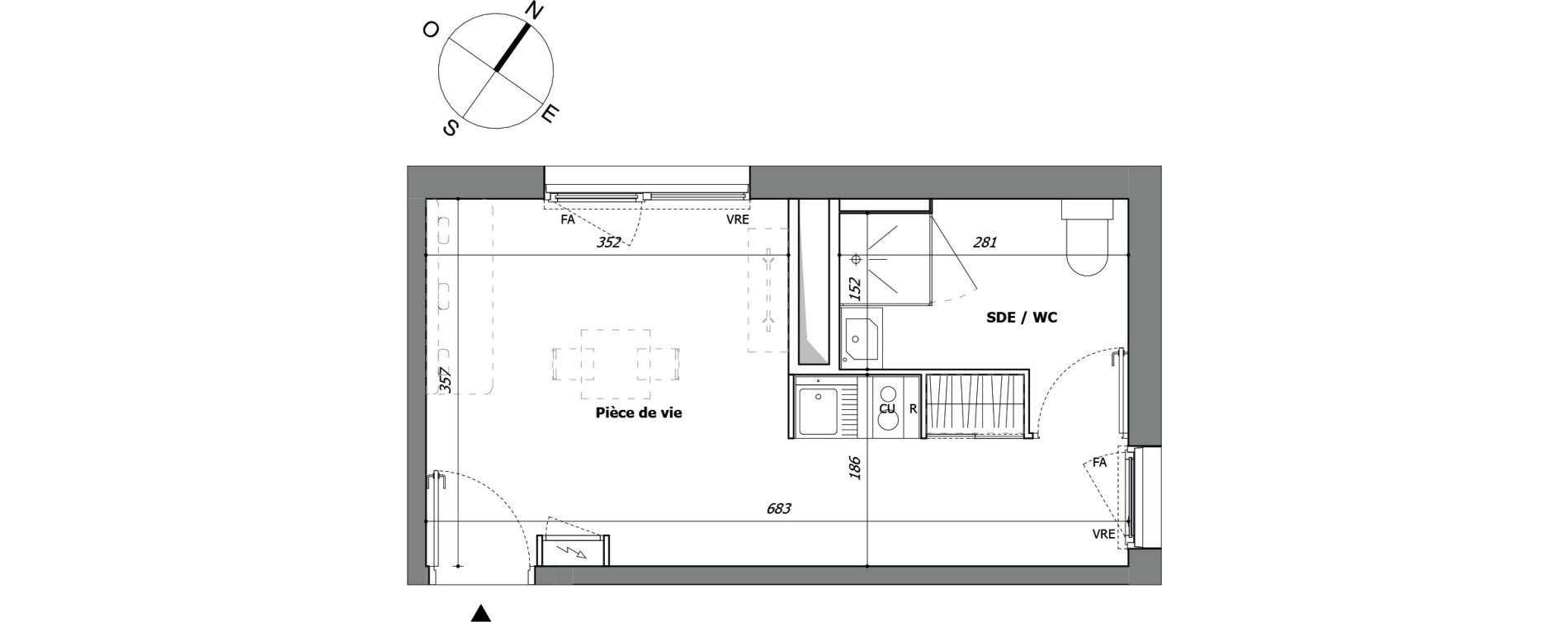 Appartement T1 de 22,97 m2 &agrave; Laval Pillerie - bootz