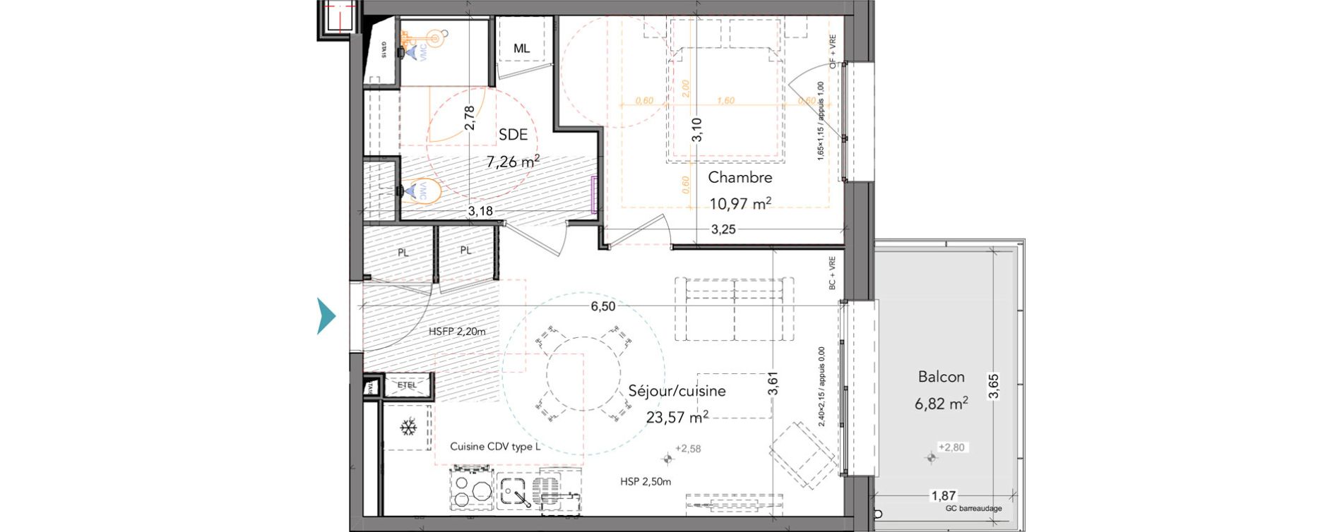 Appartement T2 de 41,80 m2 &agrave; Laval Le bourny