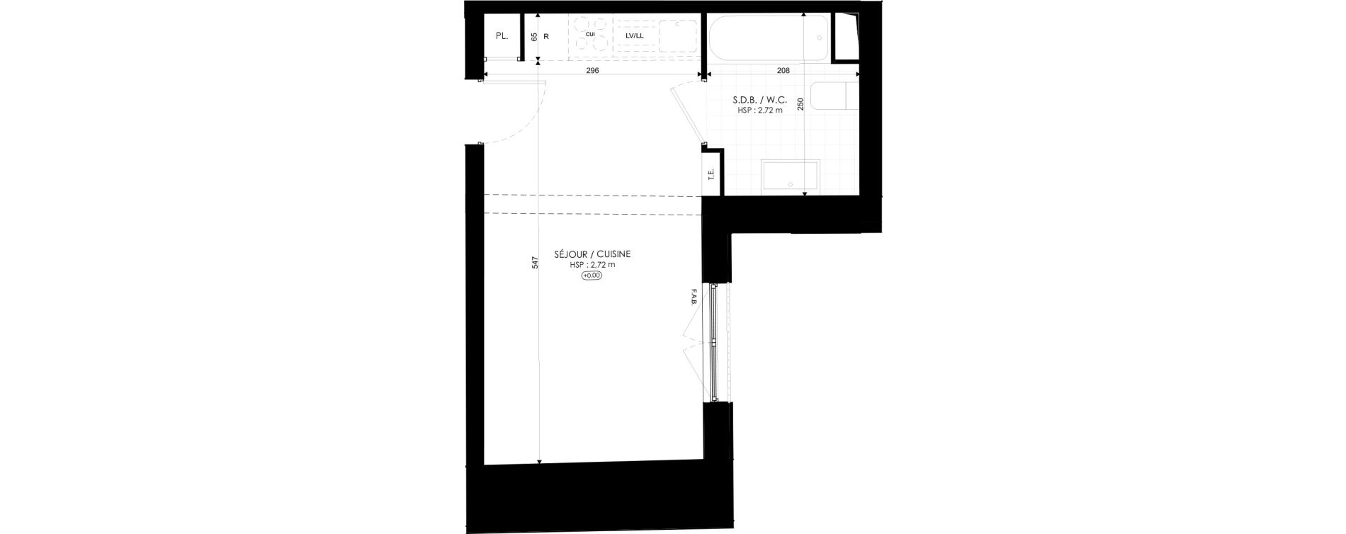 Appartement T1 de 22,88 m2 &agrave; Laval Centre