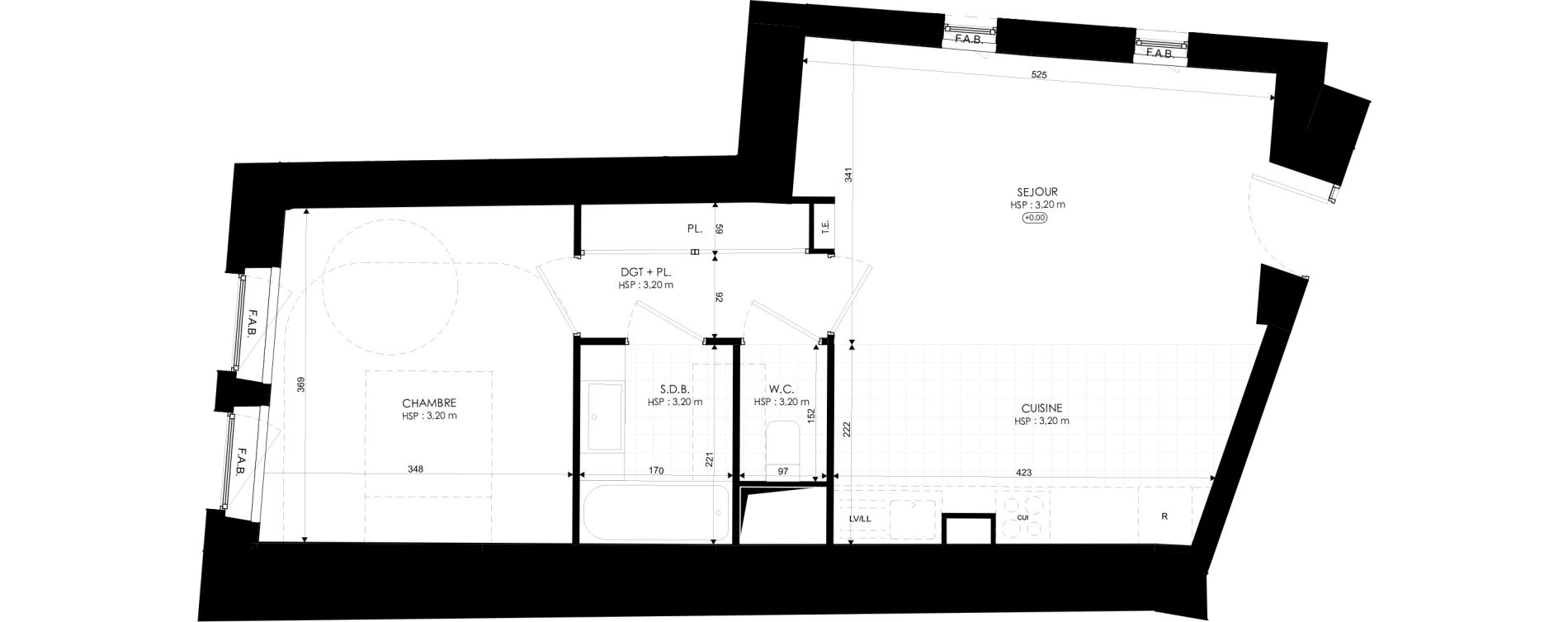 Appartement T2 de 47,38 m2 &agrave; Laval Centre