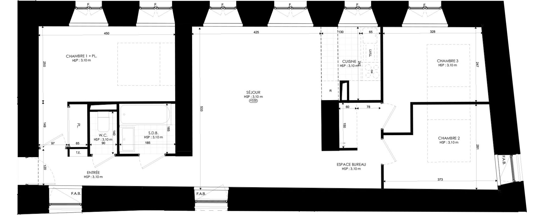 Appartement T4 de 72,28 m2 &agrave; Laval Centre