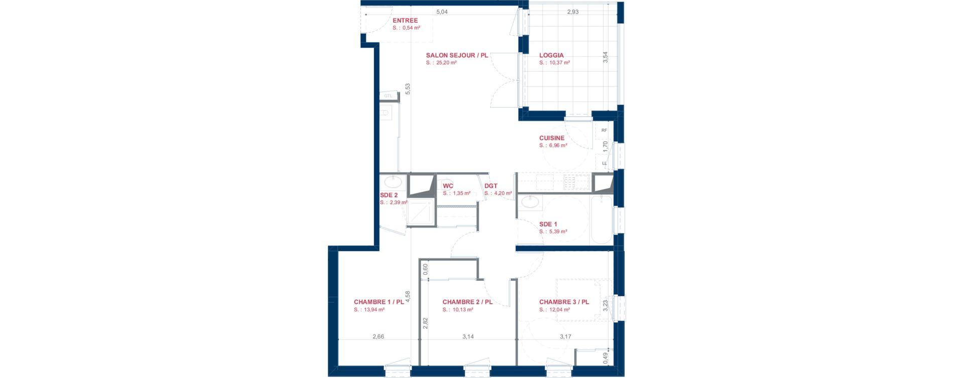 Appartement T4 de 82,14 m2 &agrave; Laval Gare - senelle - pont de paris