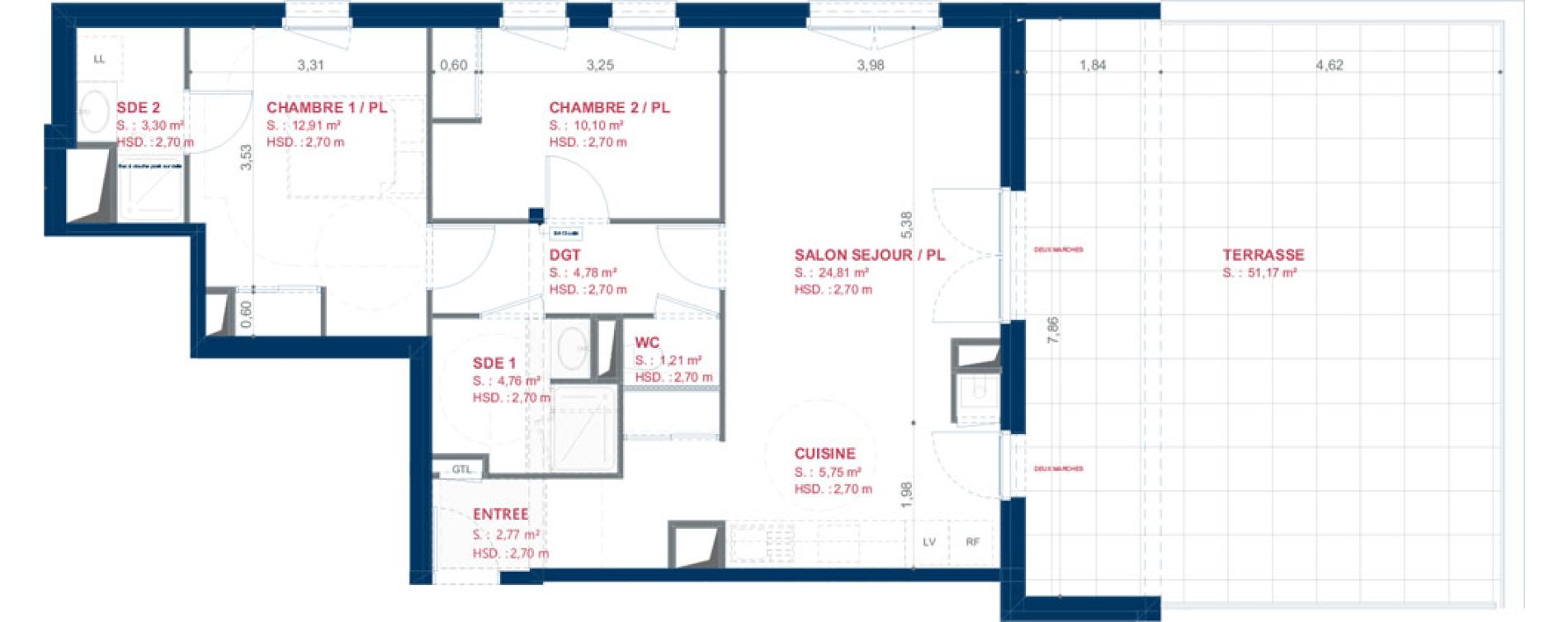 Appartement T3 de 70,39 m2 &agrave; Laval Gare - senelle - pont de paris