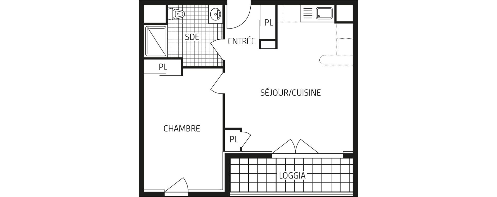Appartement T2 de 42,29 m2 &agrave; Laval Les pommeraies