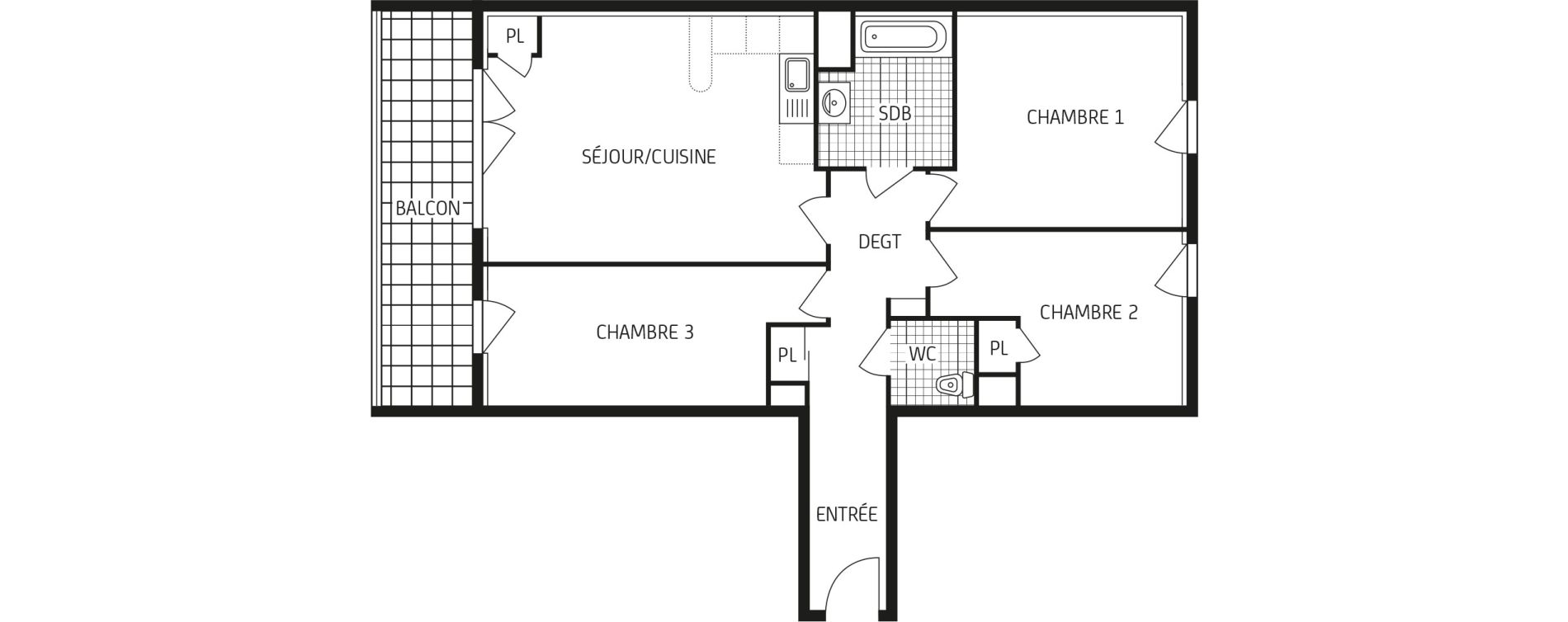 Appartement T4 de 72,15 m2 &agrave; Laval Les pommeraies