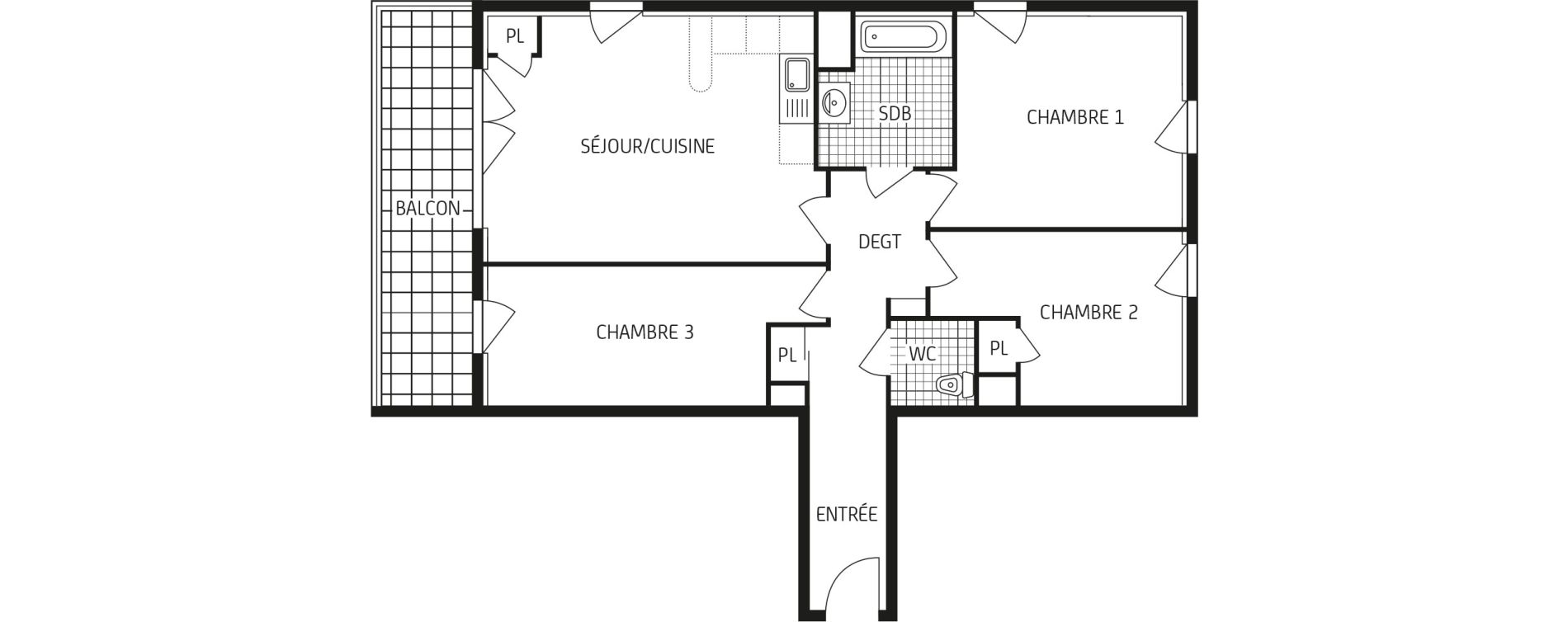 Appartement T4 de 72,15 m2 &agrave; Laval Les pommeraies