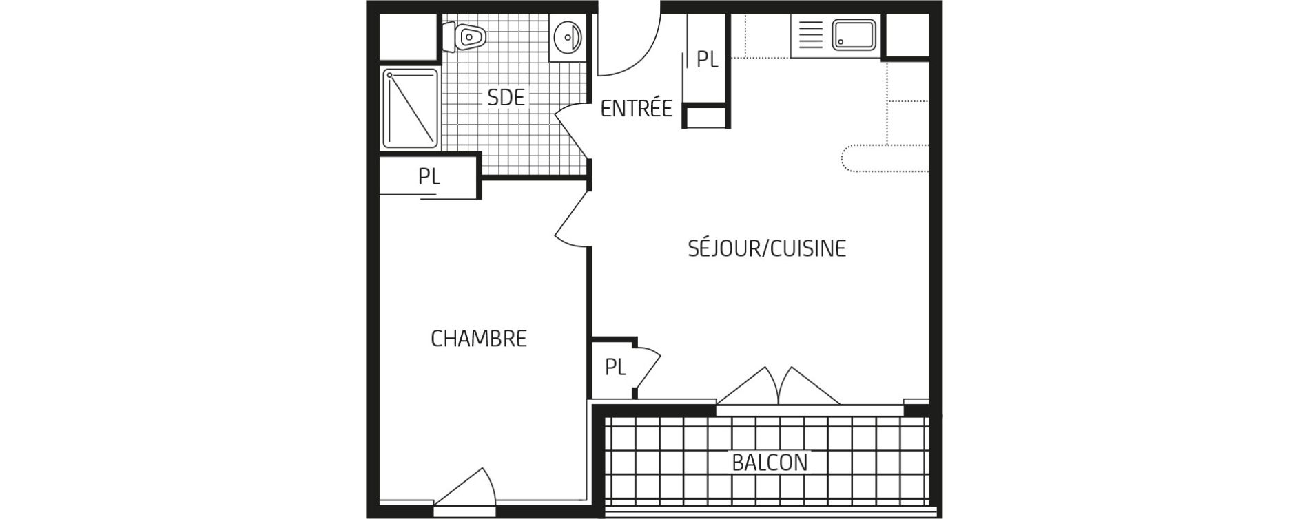 Appartement T2 de 42,33 m2 &agrave; Laval Les pommeraies