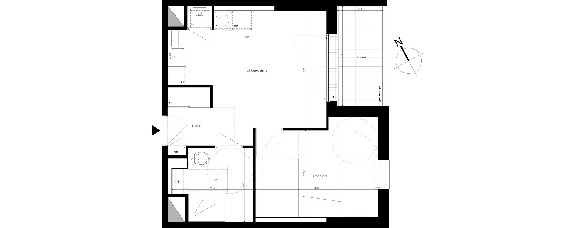 Appartement T2 de 39,08 m2 &agrave; Laval Les pommeraies