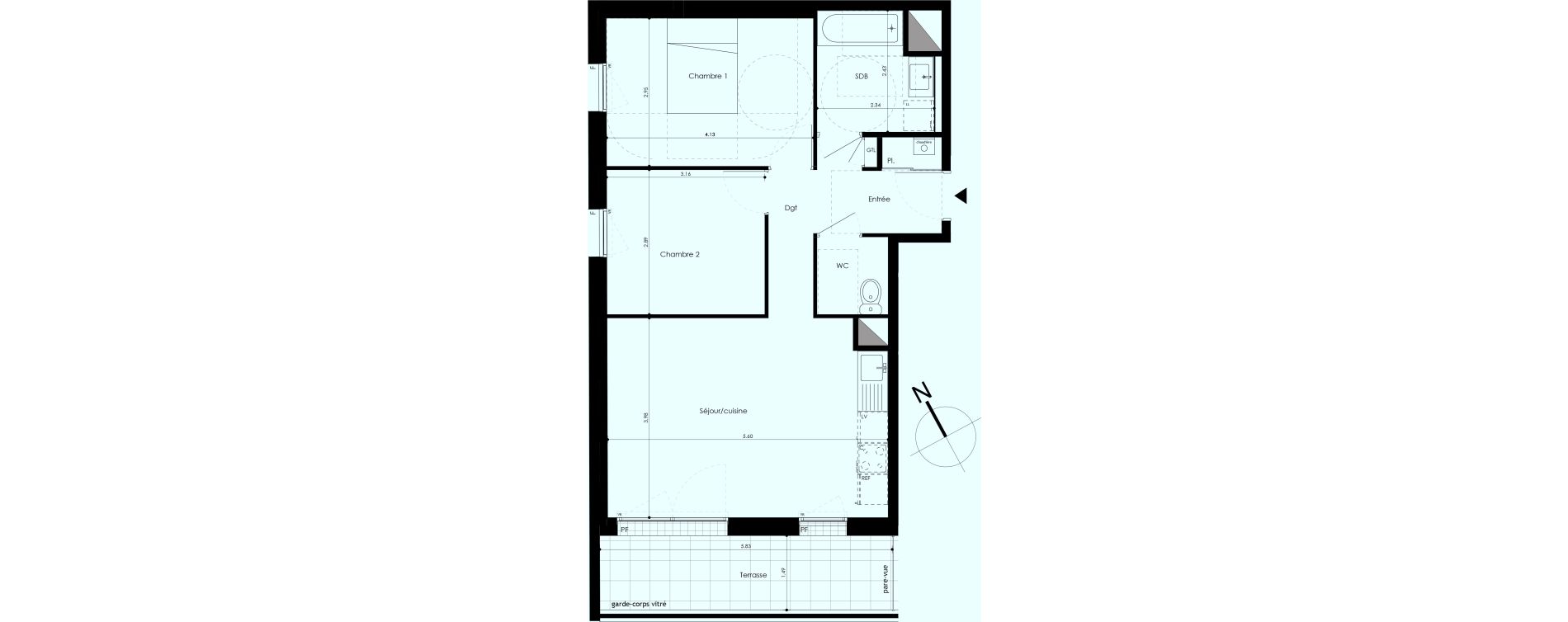 Appartement T3 de 57,71 m2 &agrave; Laval Les pommeraies