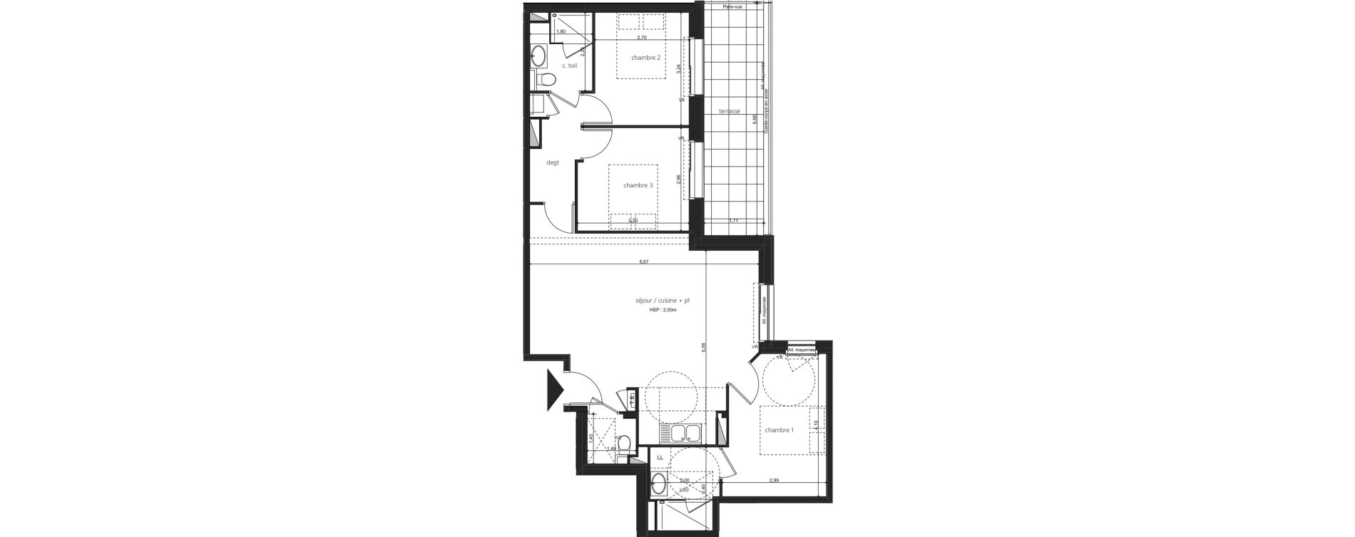 Appartement T4 de 76,46 m2 &agrave; Laval Centre