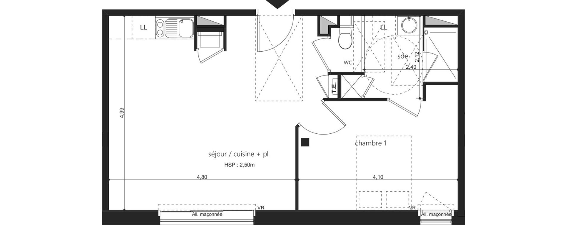 Appartement T2 de 43,00 m2 &agrave; Laval Centre