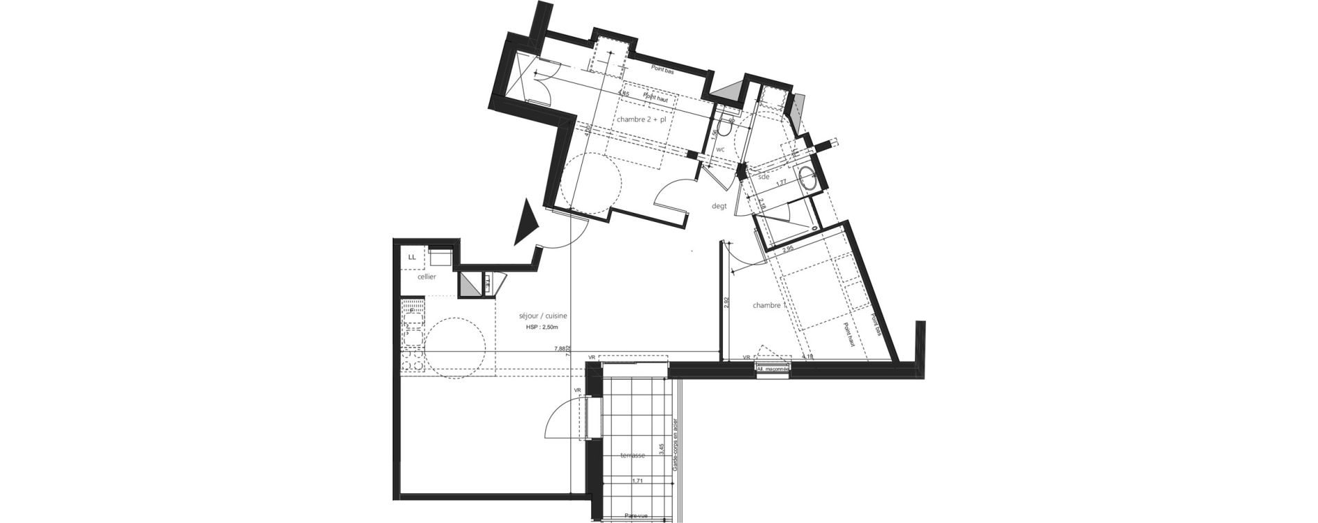 Appartement T3 de 72,04 m2 &agrave; Laval Centre