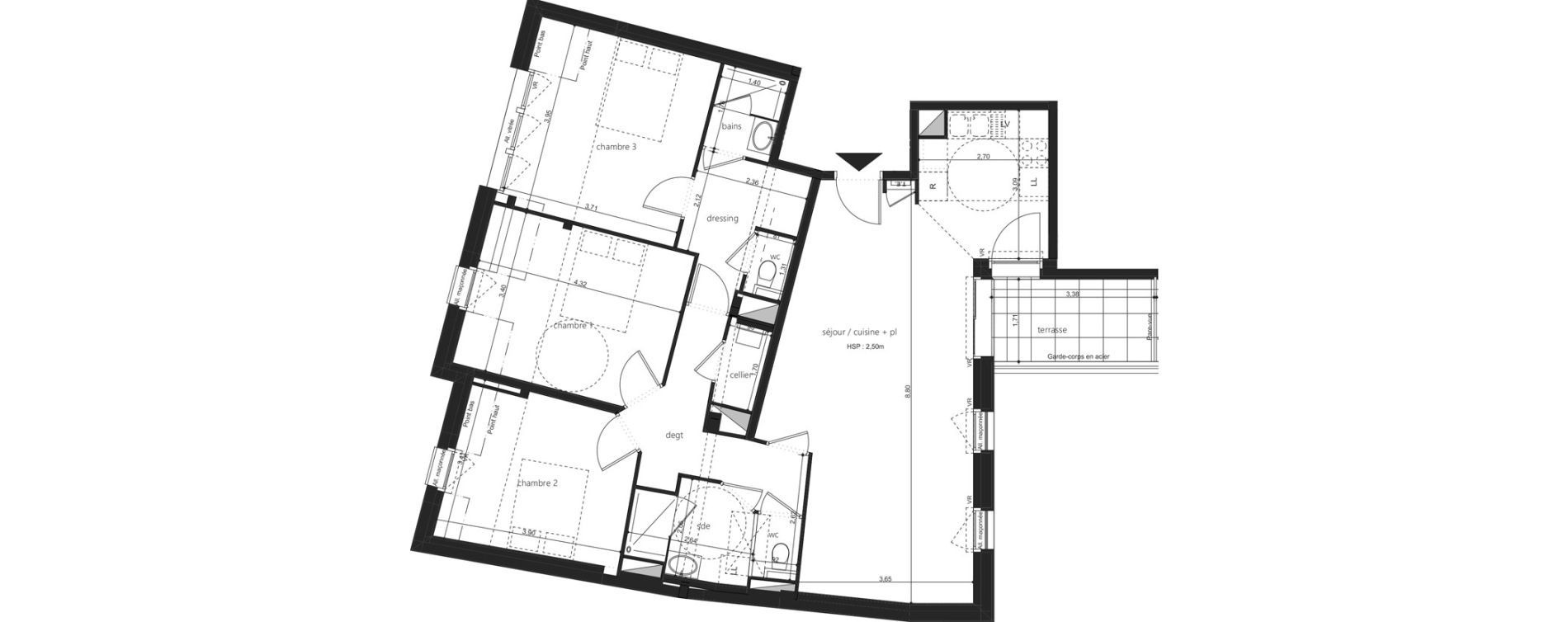 Appartement T4 de 102,87 m2 &agrave; Laval Centre