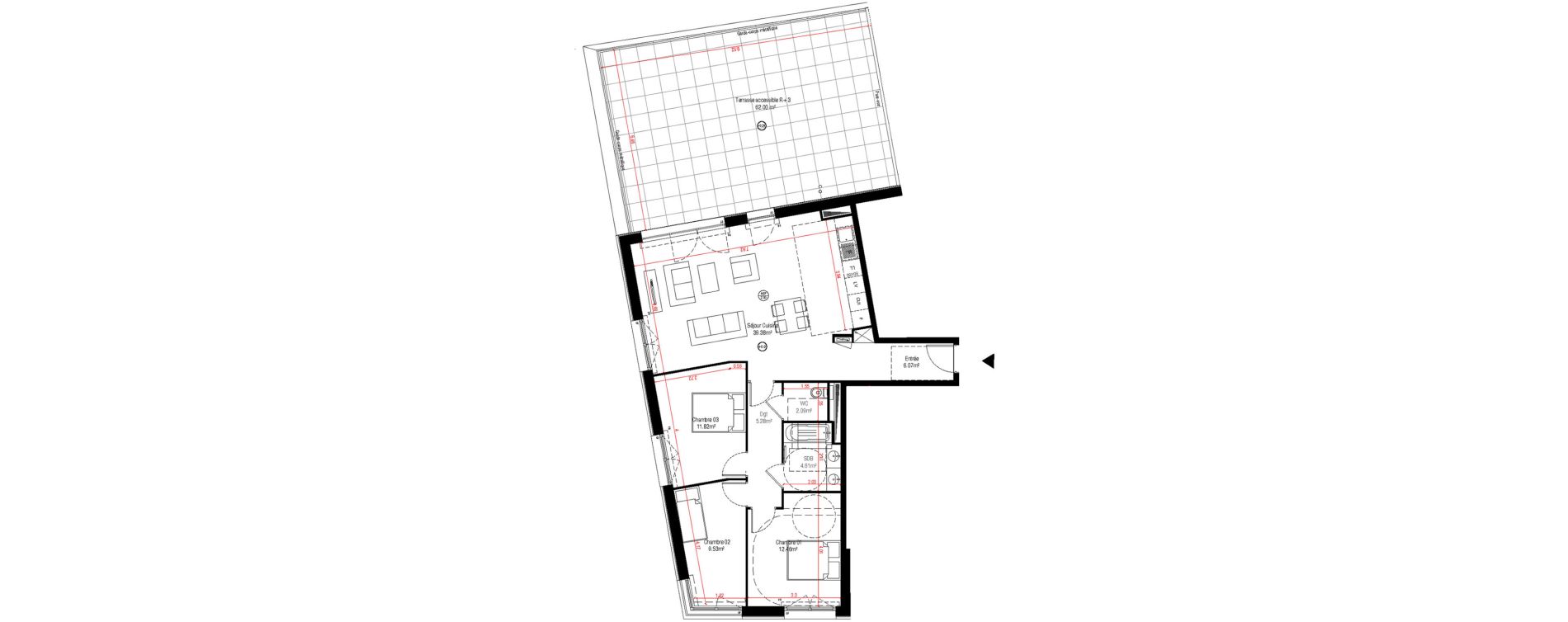 Appartement T4 de 91,24 m2 &agrave; Laval Centre