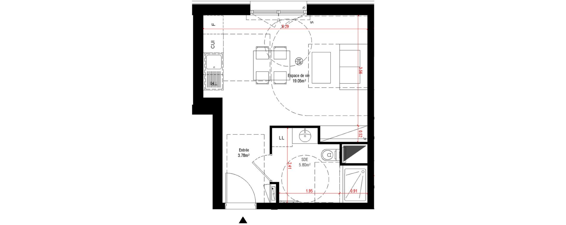 Appartement T1 de 28,63 m2 &agrave; Laval Centre