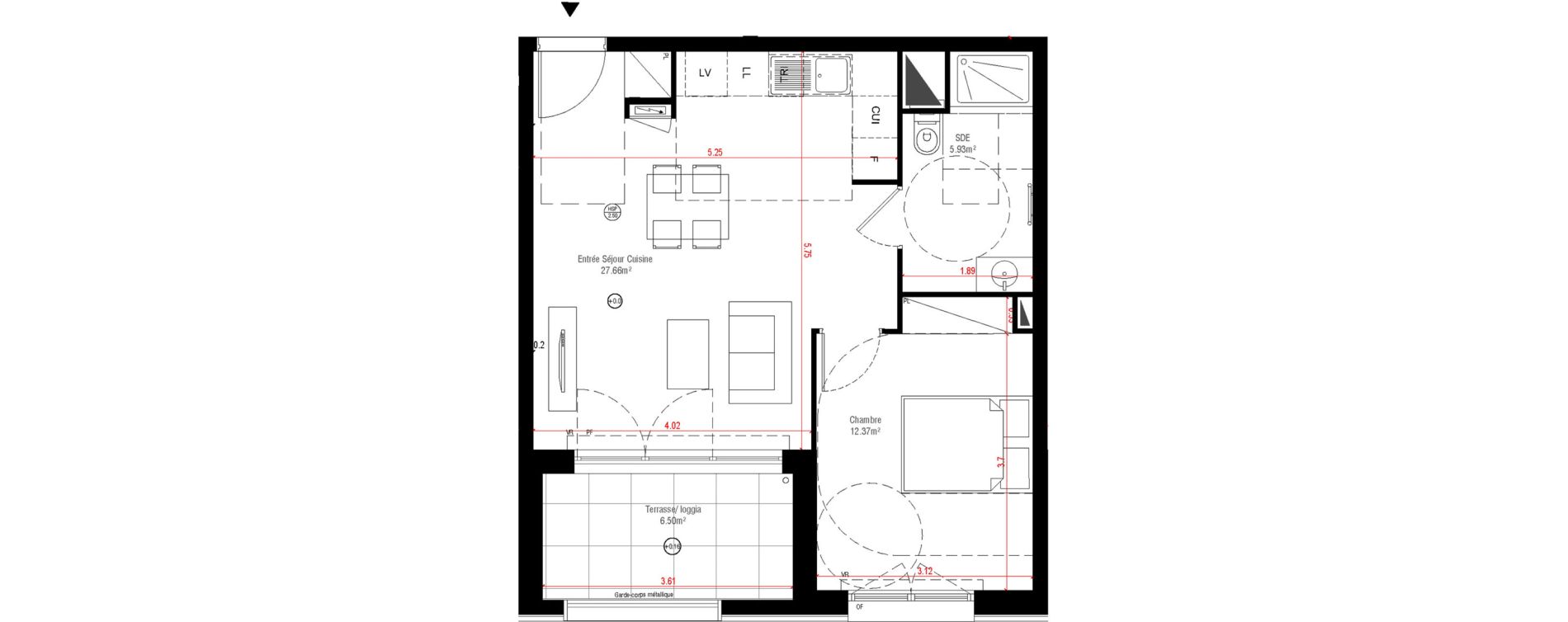 Appartement T2 de 45,96 m2 &agrave; Laval Centre