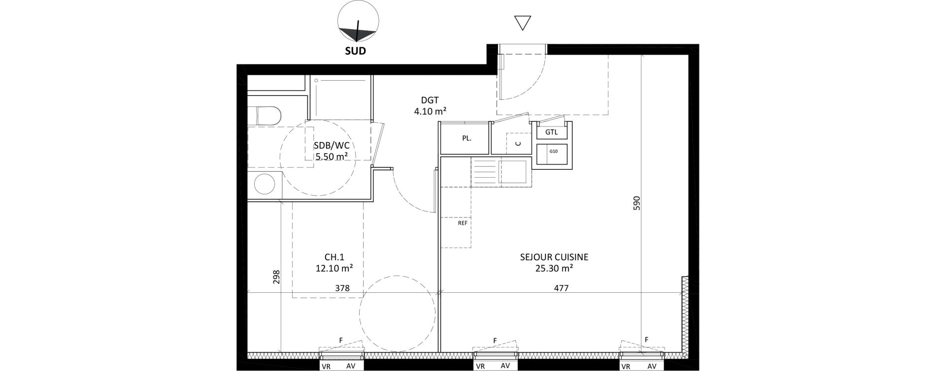 Appartement T2 de 47,00 m2 &agrave; Laval Centre