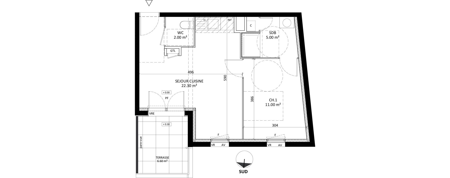 Appartement T2 de 40,30 m2 &agrave; Laval Centre