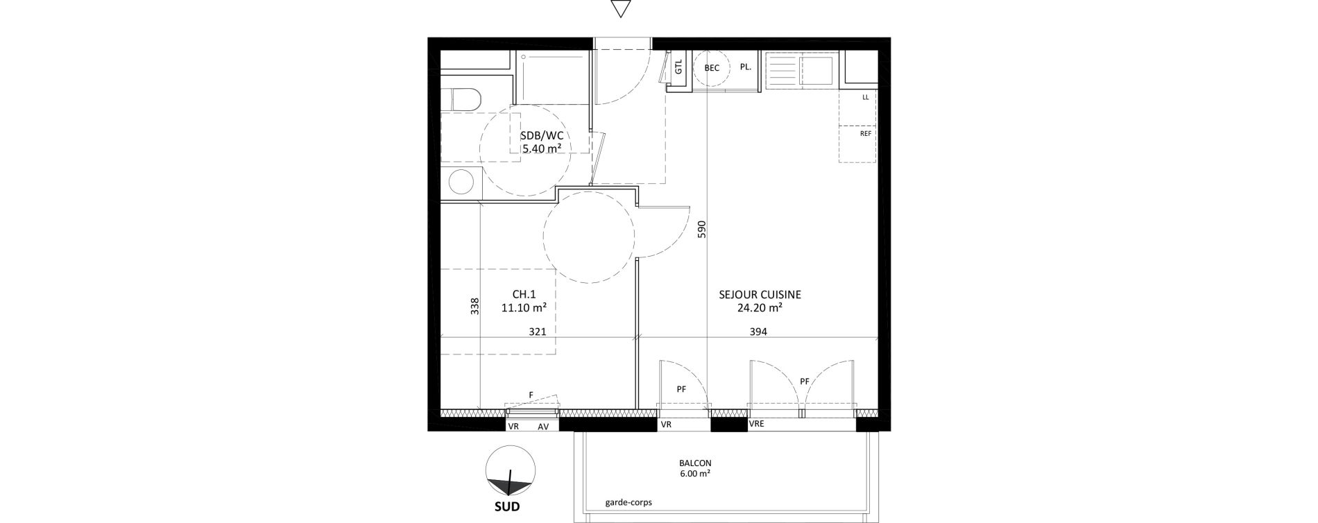 Appartement T2 de 40,70 m2 &agrave; Laval Centre