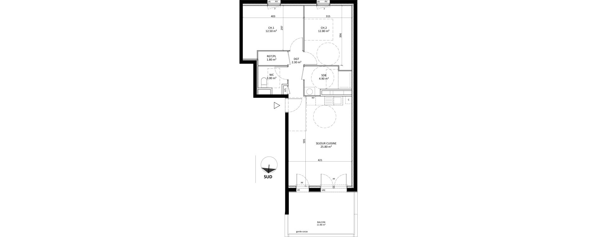 Appartement T3 de 63,10 m2 &agrave; Laval Centre