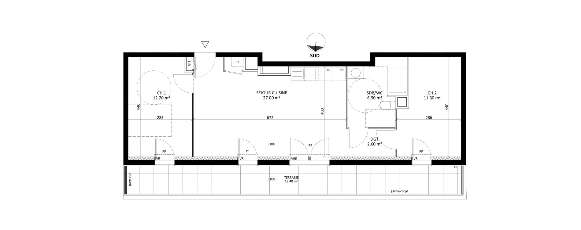 Appartement T3 de 59,90 m2 &agrave; Laval Centre