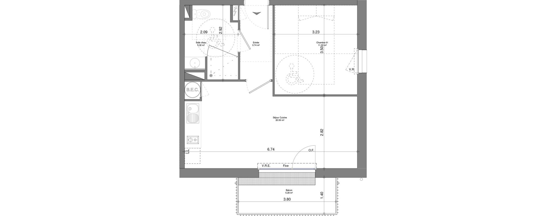 Appartement T2 de 40,85 m2 &agrave; Laval Ferri&eacute;