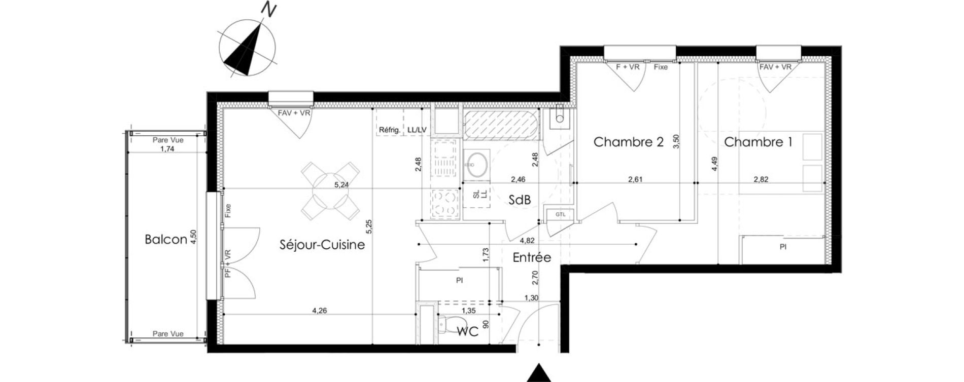 Appartement T3 de 62,60 m2 &agrave; Laval Le bourny