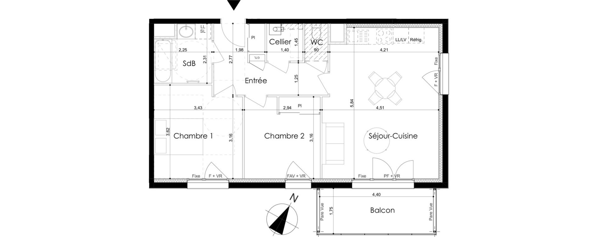 Appartement T3 de 62,47 m2 &agrave; Laval Le bourny