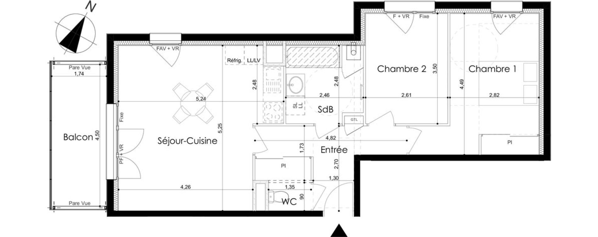 Appartement T3 de 62,60 m2 &agrave; Laval Le bourny