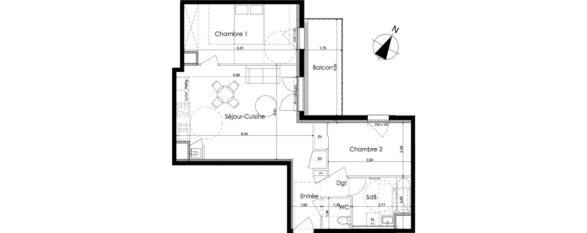 Appartement T3 de 64,52 m2 &agrave; Laval Le bourny