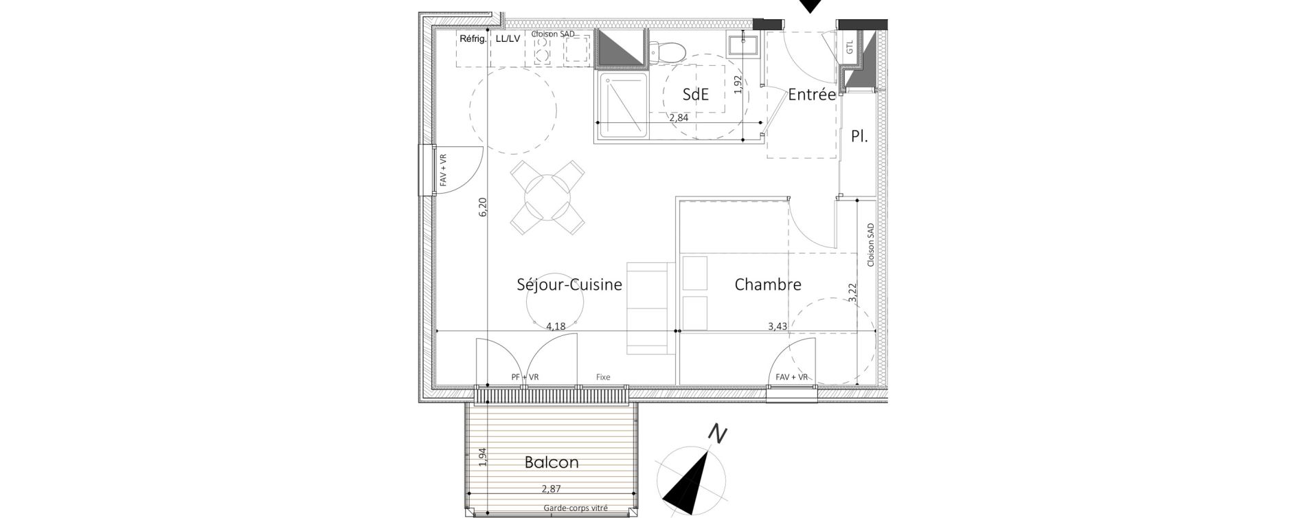 Appartement T2 de 45,31 m2 &agrave; Laval Le bourny