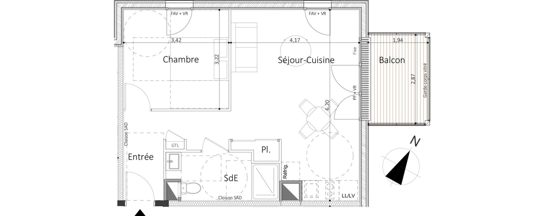 Appartement T2 de 45,41 m2 &agrave; Laval Le bourny
