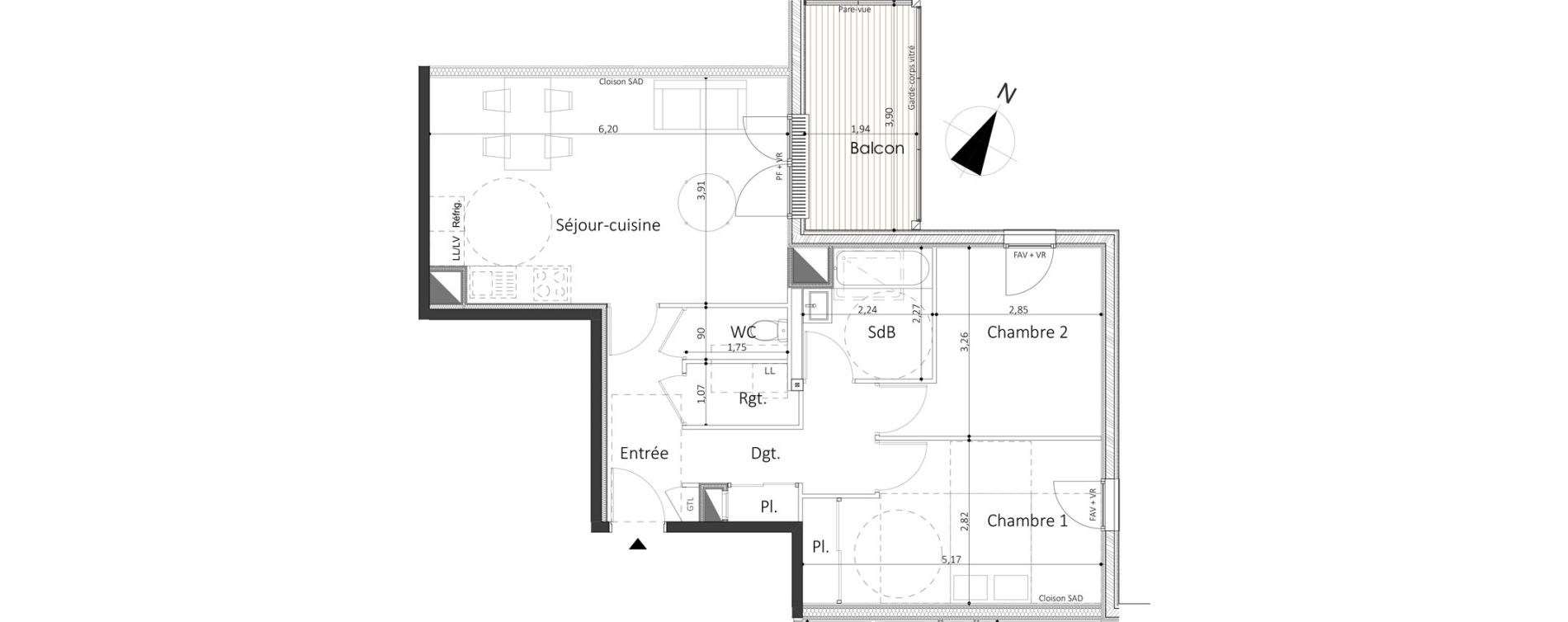 Appartement T3 de 65,54 m2 &agrave; Laval Le bourny