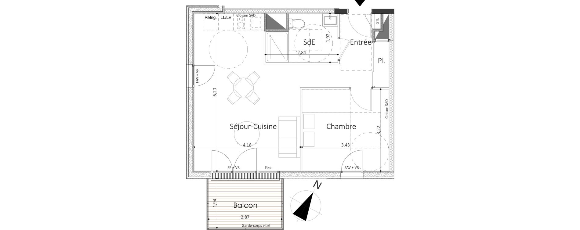 Appartement T2 de 45,31 m2 &agrave; Laval Le bourny