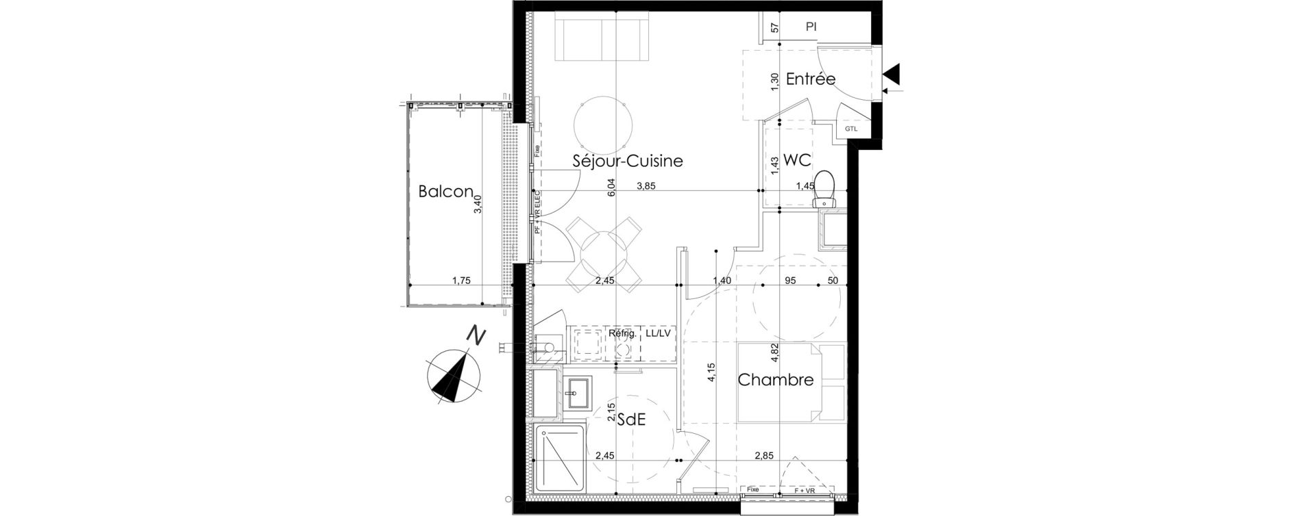 Appartement T2 de 43,25 m2 &agrave; Laval Le bourny