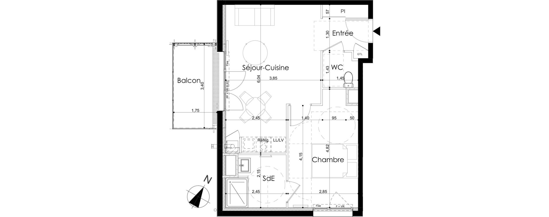Appartement T2 de 43,25 m2 &agrave; Laval Le bourny