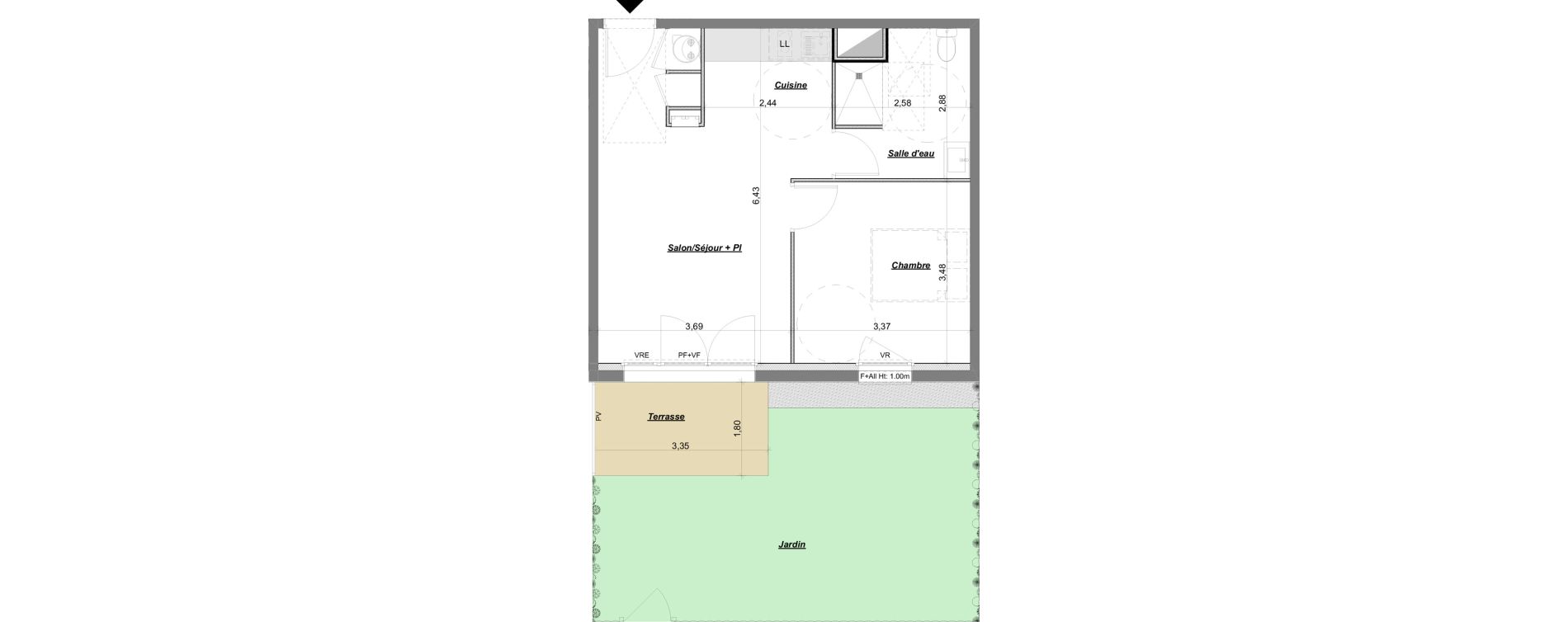Appartement T2 de 43,98 m2 &agrave; Laval Le bourny