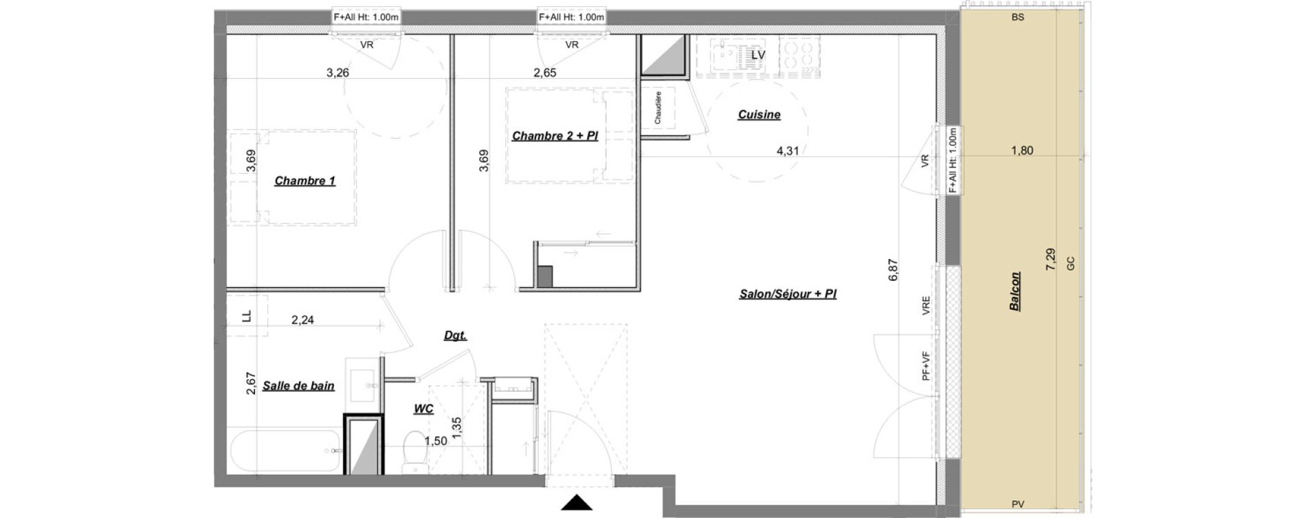 Appartement T3 de 65,55 m2 &agrave; Laval Le bourny