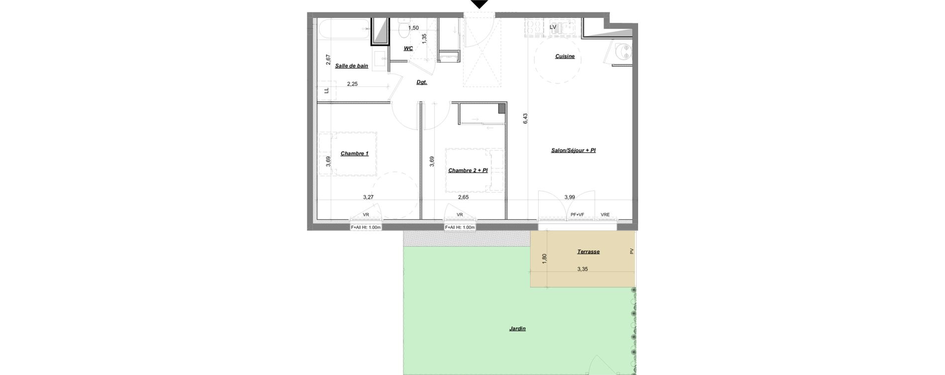 Appartement T3 de 61,26 m2 &agrave; Laval Le bourny