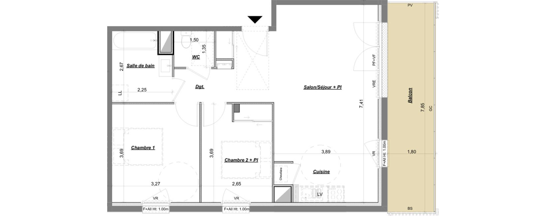 Appartement T3 de 65,01 m2 &agrave; Laval Le bourny