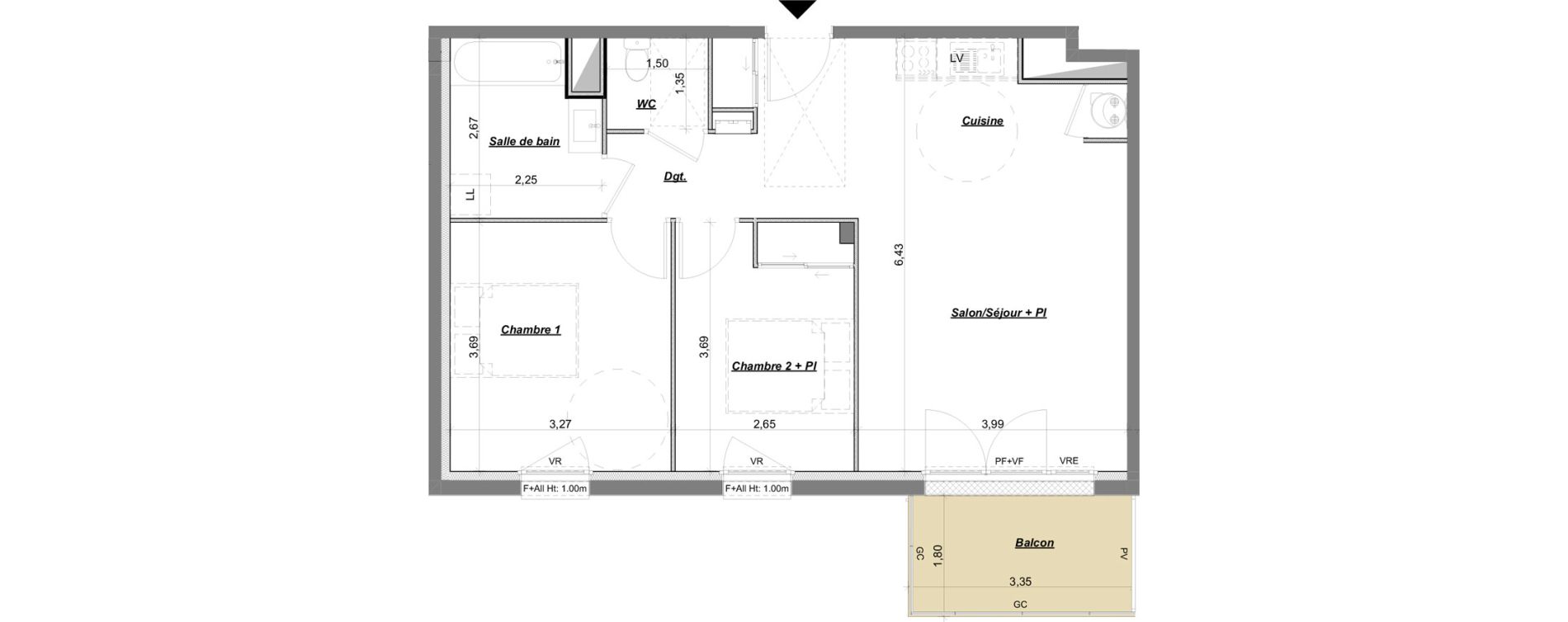 Appartement T3 de 61,26 m2 &agrave; Laval Le bourny