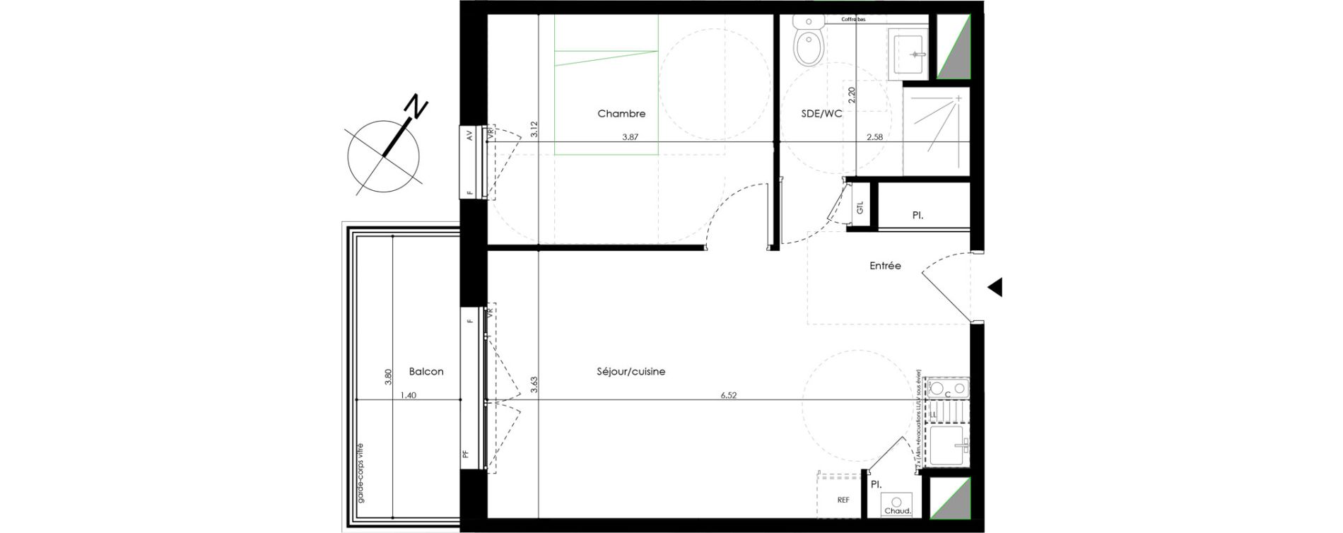 Appartement T2 de 42,47 m2 &agrave; Laval Gare - senelle - pont de paris