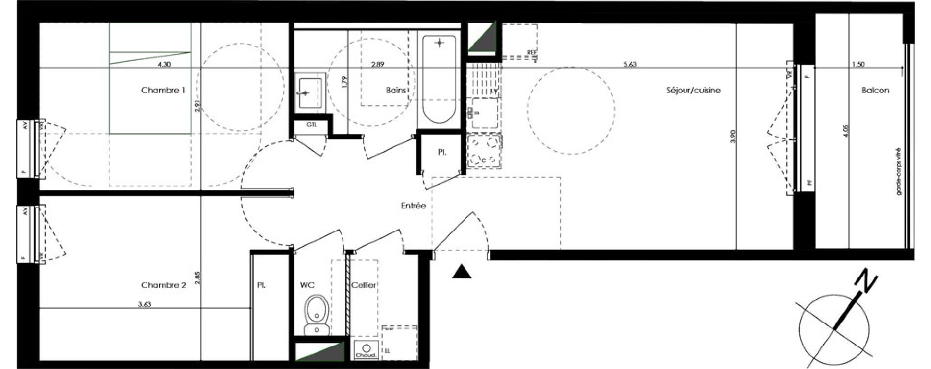 Appartement T3 de 60,31 m2 &agrave; Laval Gare - senelle - pont de paris