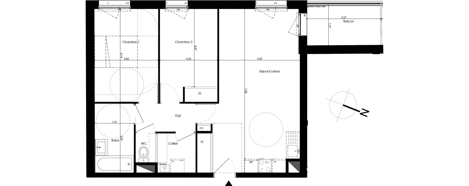 Appartement T3 de 63,36 m2 &agrave; Laval Gare - senelle - pont de paris