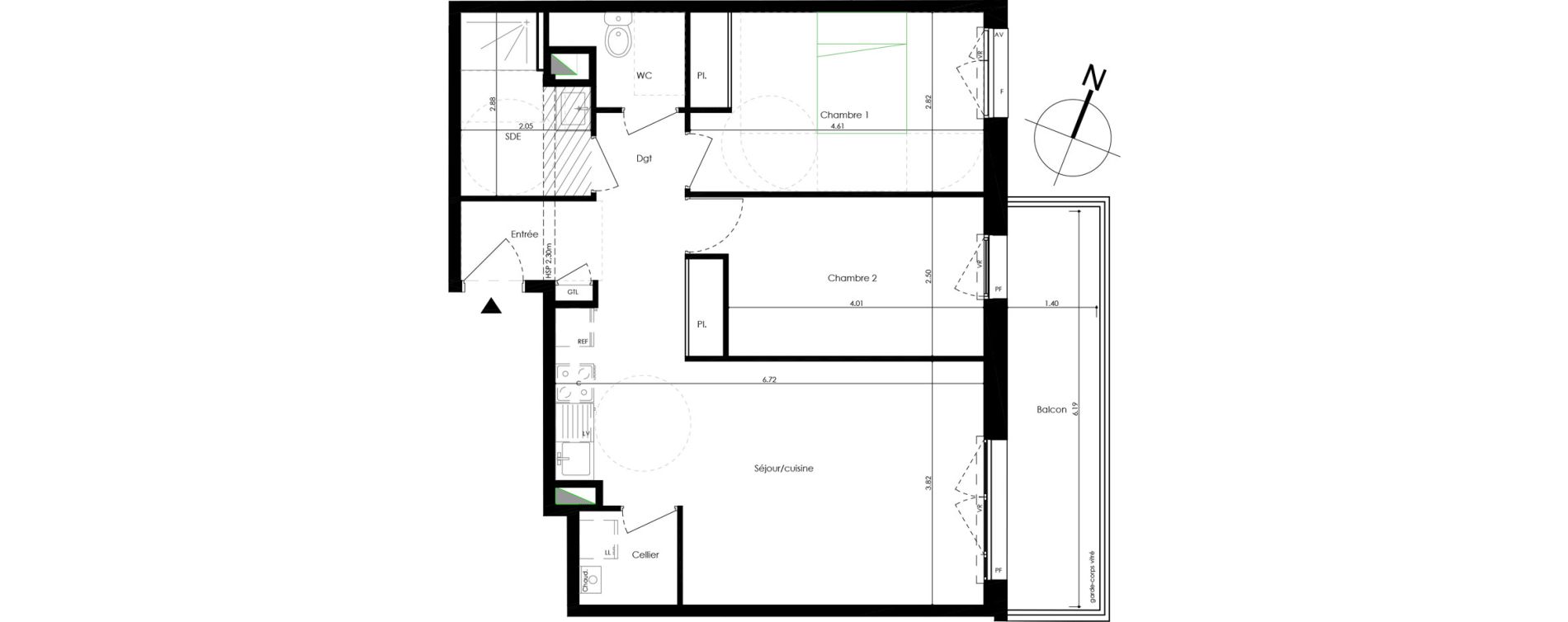 Appartement T3 de 65,08 m2 &agrave; Laval Gare - senelle - pont de paris