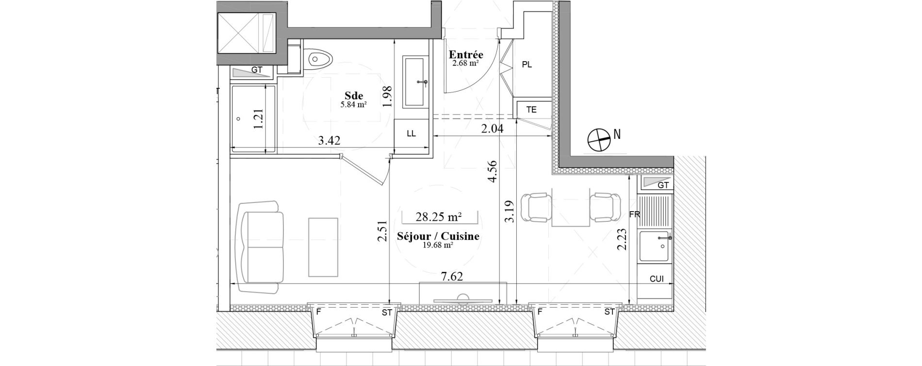 Appartement T1 de 28,20 m2 &agrave; Laval Les fourches