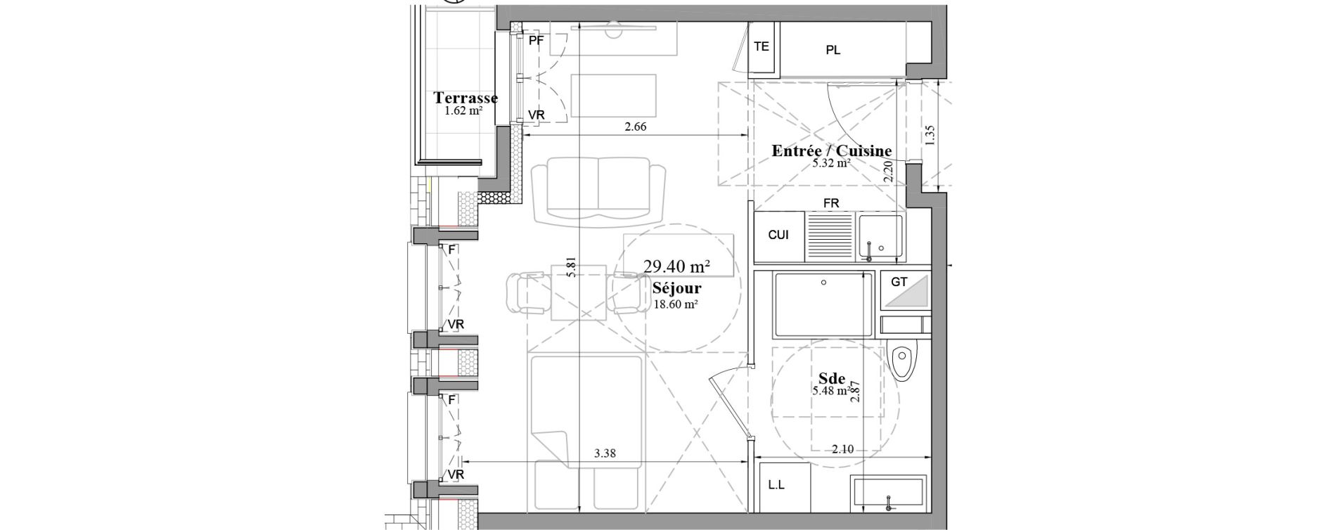 Appartement T1 de 29,40 m2 &agrave; Laval Les fourches