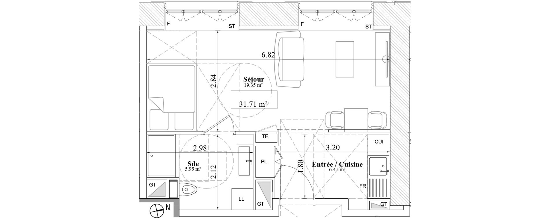 Appartement T1 de 31,71 m2 &agrave; Laval Les fourches